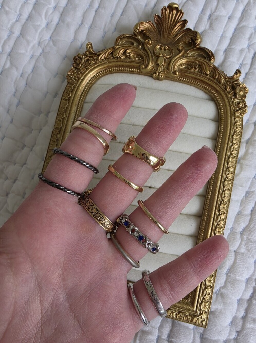 Vintage Ring Lot 12 Pcs | Avon • Sarah Coventry Tiger Eye • Gold & Silver Tone - Picture 10 of 11